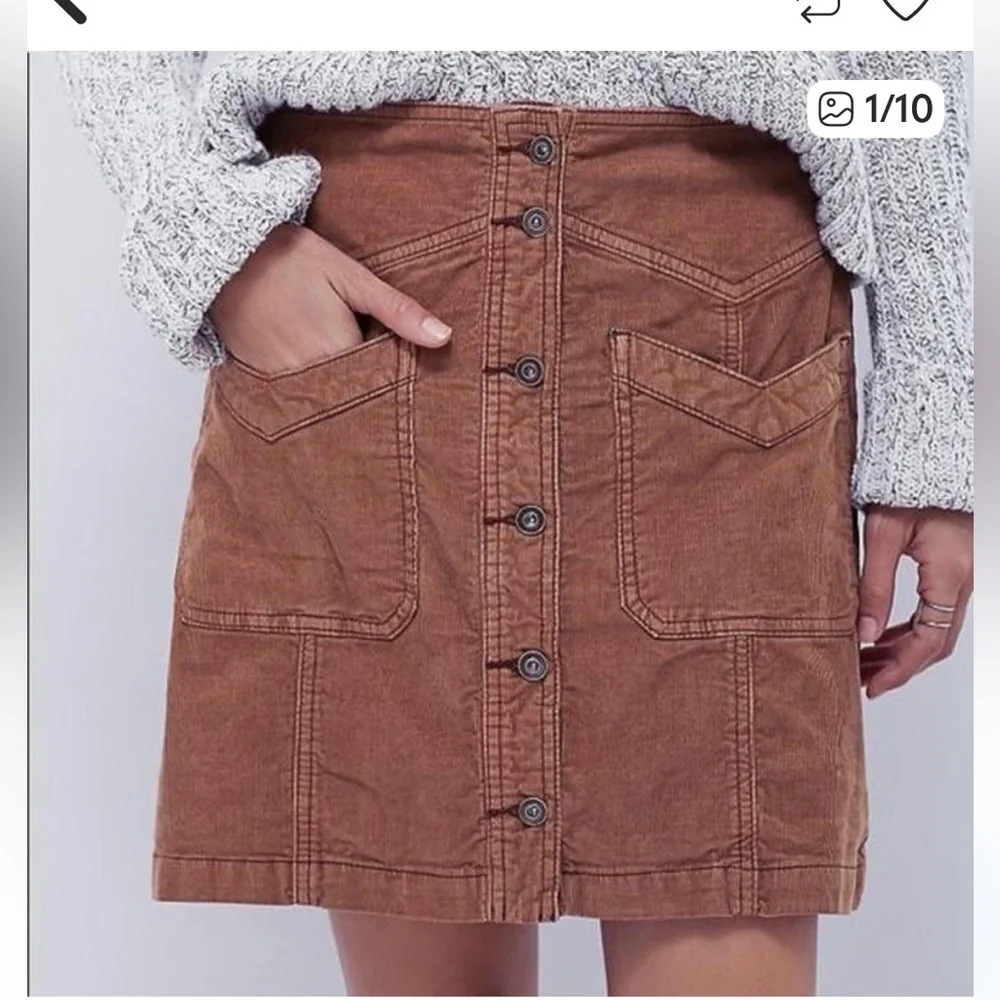 Free People Corduroy Skirt Tan Sz 6